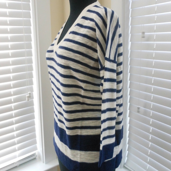 MADEWELL Slub V-Neck Sweater in Stripeblock XS - Picture 6 of 7